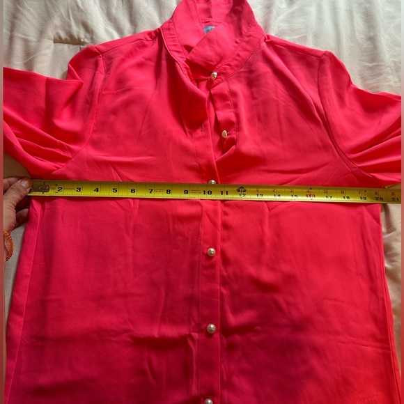 CeCe Pink Button Down Shirt with Notched Collar & Cuffed Sleeves Size Small NWT‎ - Picture 12 of 16